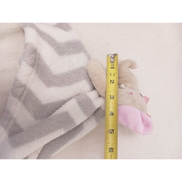 Baby Elephant Security Blanket Toy 12" Tusks Gray Plush Pink White Embroidered - Picture 9 of 16